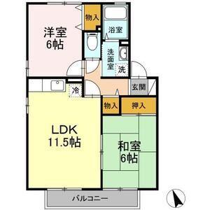 パインヴィラ勝(2LDK/2階)の間取り写真