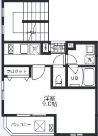 BIENFAIT入谷(1K/2階)の間取り写真