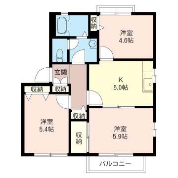 アーバン金井D(3K/2階)の間取り写真