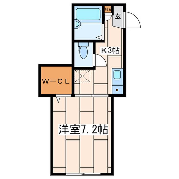 グランカーサ希望が丘(1K/1階)の間取り写真
