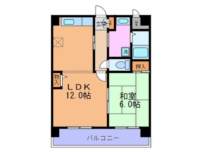 ラーカーサフェリス(1LDK/4階)の間取り写真