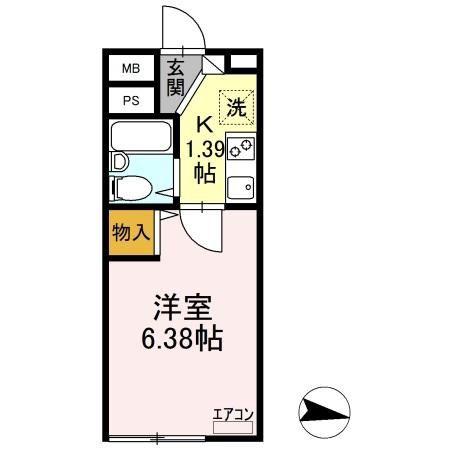 東亜ハーモニー蘇我(1K/2階)の間取り写真