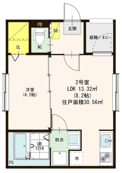 ハーモニーテラス六番I(1LDK/2階)の間取り写真