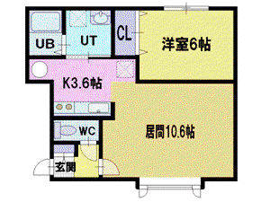 アプリコット(1LDK/2階)の間取り写真