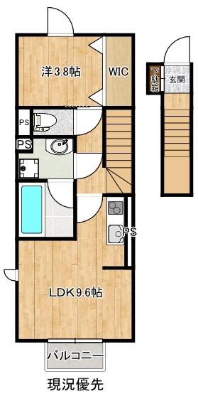 アワーグラス(1LDK/2階)の間取り写真