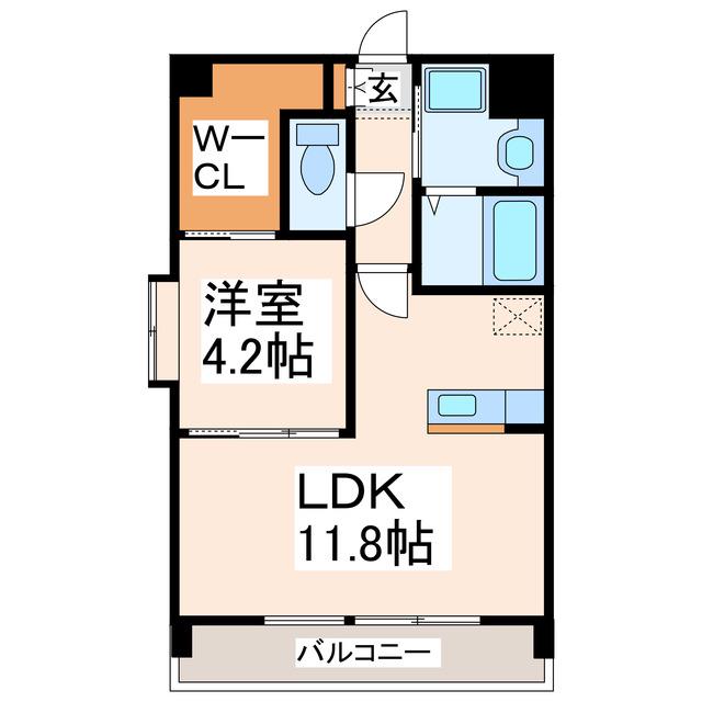 CALMA水前寺(1LDK/4階)の間取り写真