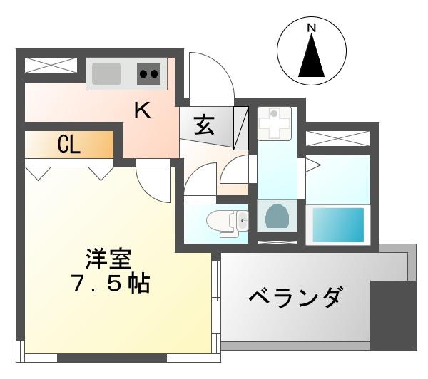 ネクストステージ立花(1K/6階)の間取り写真