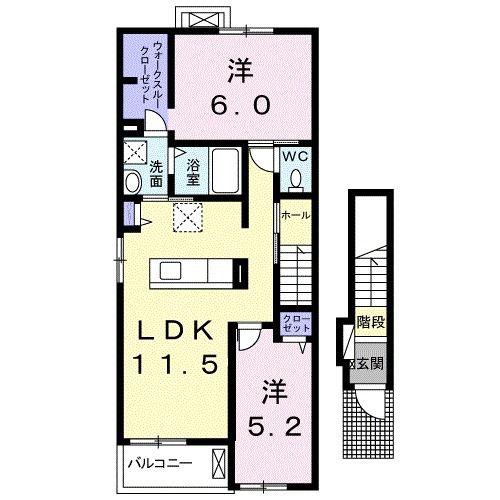 フラン・コリーヌVI(2LDK/2階)の間取り写真