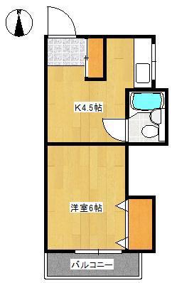 徳永ハイツ(1K/3階)の間取り写真