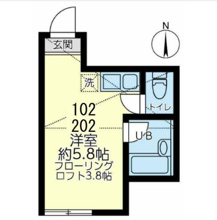 ユナイト田町パネトーンの杜(ワンルーム/1階)の間取り写真
