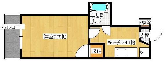 サニーピア須玖(1K/2階)の間取り写真