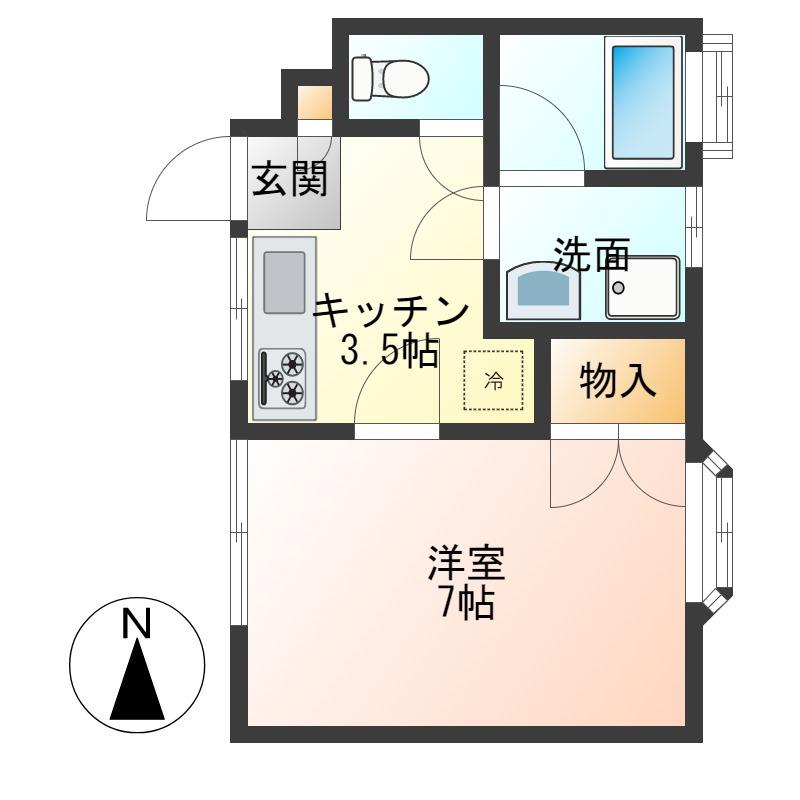 ラポールイン幸(1K/2階)の間取り写真