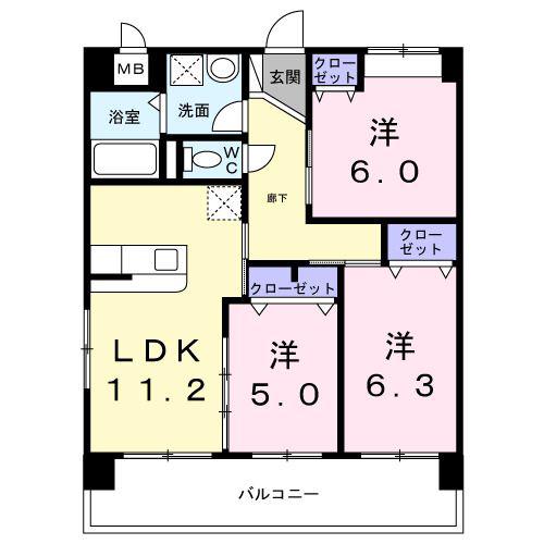セレノ・カーサ 塩屋(3LDK/1階)の間取り写真