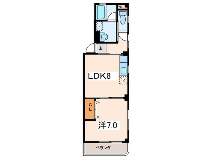 グロッタ・ロゼ(1LDK/4階)の間取り写真