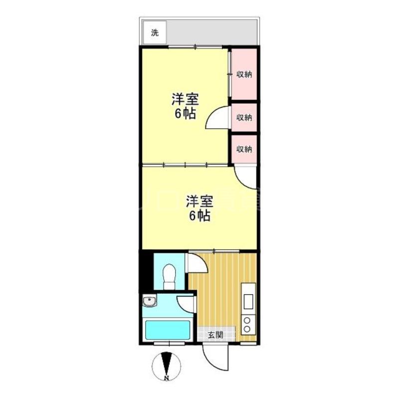 川崎シンエイハイム(2K/4階)の間取り写真