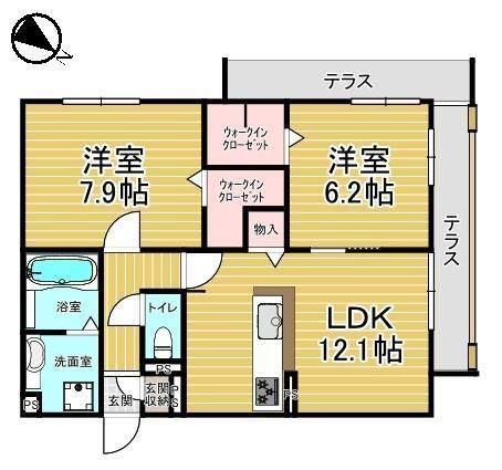 SEJOUR ウエスト(2LDK/1階)の間取り写真