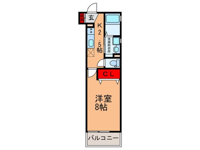 グローパレス西脇(1K/2階)の間取り写真