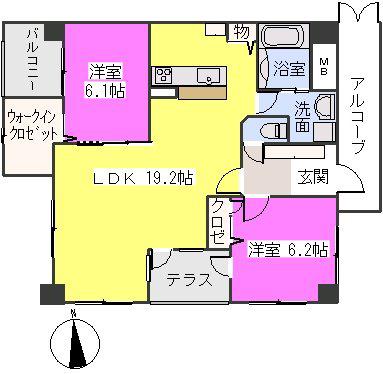 インピース.YS(2LDK/2階)の間取り写真