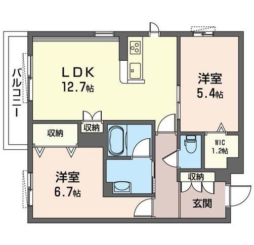 シャノワール シャーメゾン(2LDK/2階)の間取り写真