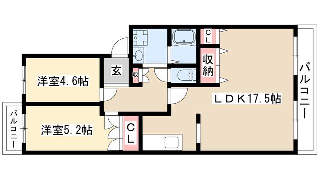第六サンハイツ大森(2LDK/2階)の間取り写真