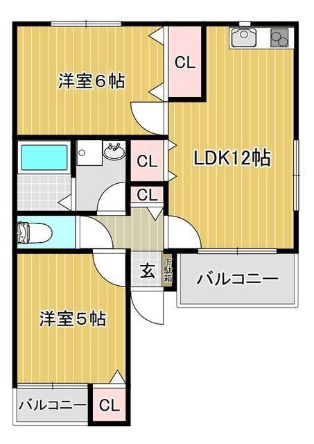 プロバンス赤坂(2LDK/1階)の間取り写真