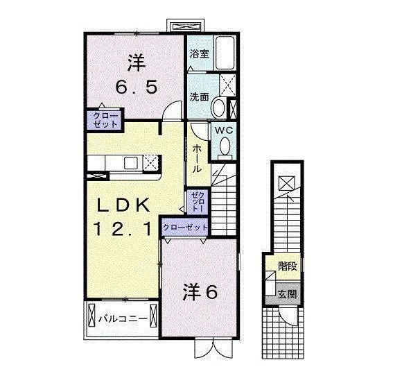 ギラソールA(2LDK/2階)の間取り写真