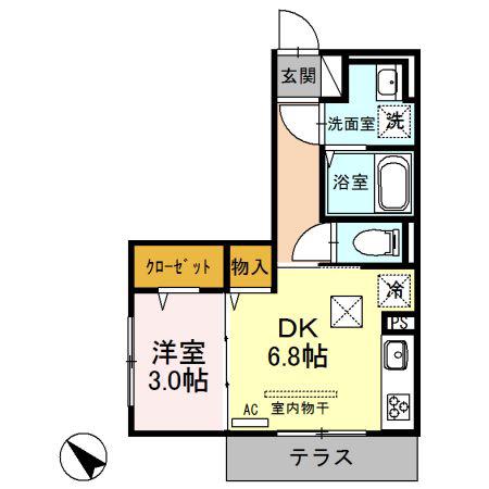 プロシード(1DK/1階)の間取り写真