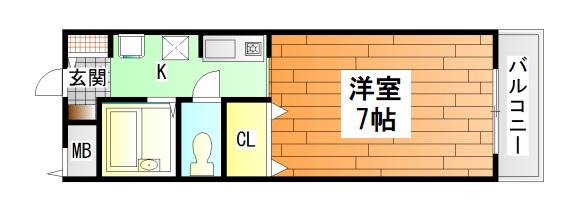 メゾントキ(1K/2階)の間取り写真