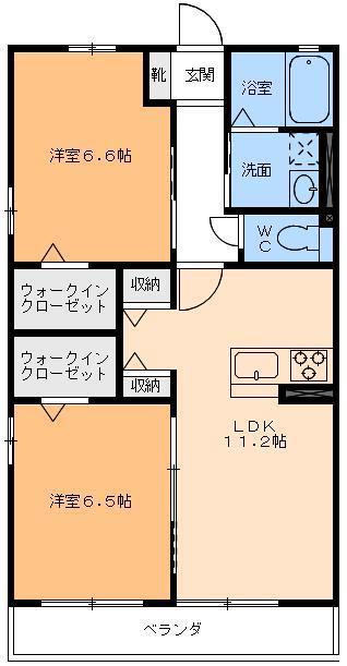 メゾンサブル(2LDK/2階)の間取り写真