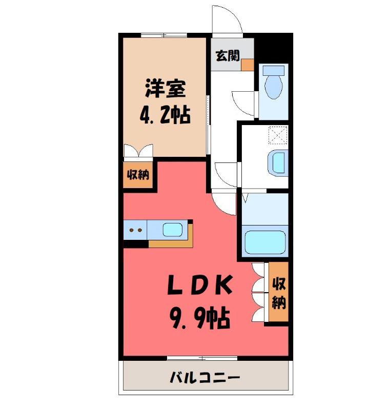 メイ・フルールII(1LDK/1階)の間取り写真