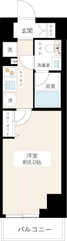 HYS CRECER 清澄白河(1K/4階)の間取り写真
