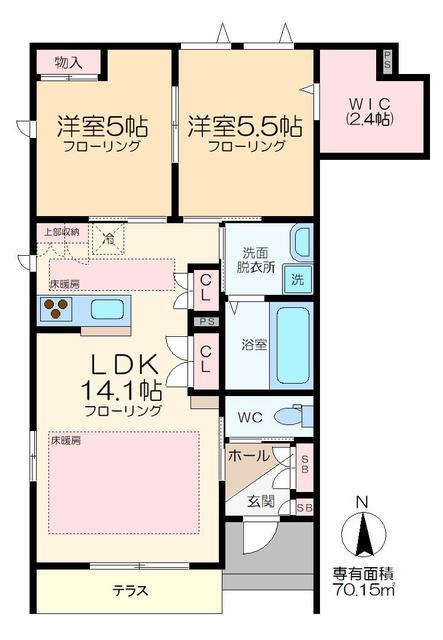 ユーグラシアA(2LDK/1階)の間取り写真