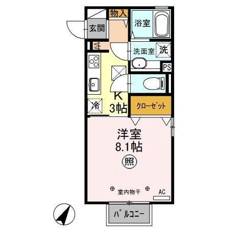 エルヴィータ(1K/1階)の間取り写真