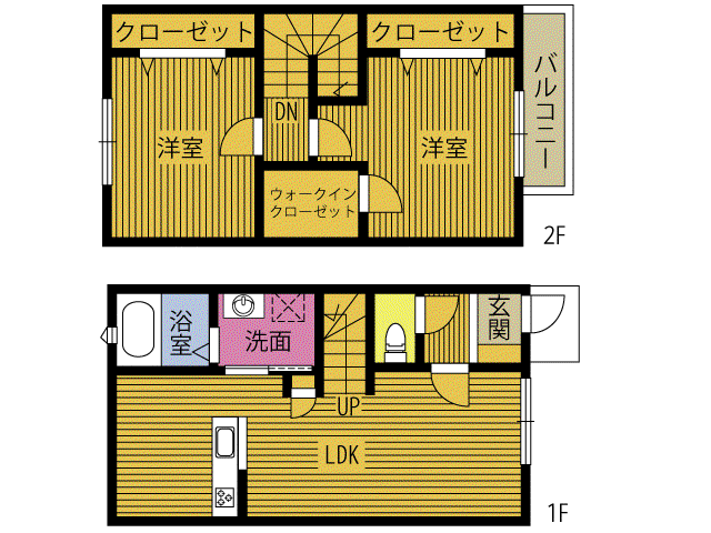 ATTRESE四の湯B(2LDK/1階)の間取り写真