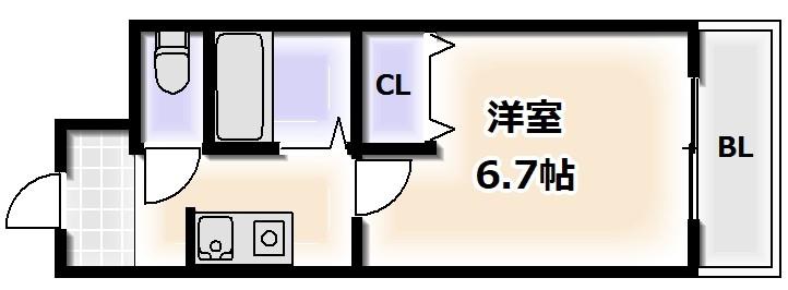第二まやハイツ(1K/3階)の間取り写真