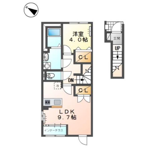 アヴニール(1LDK/2階)の間取り写真