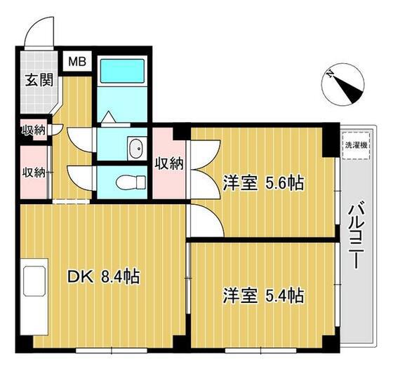 ハイツクボタ(2DK/3階)の間取り写真