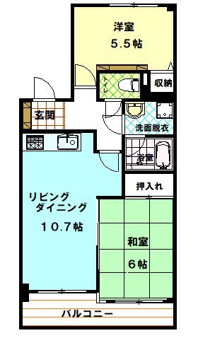 ライオンズマンション練馬春日町鹿島(2LDK/6階)の間取り写真