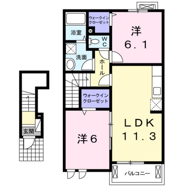 アンジール(2LDK/2階)の間取り写真