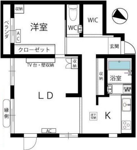 ロジマンエイト(1LDK/1階)の間取り写真