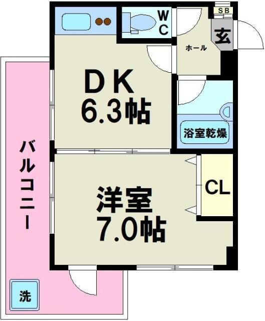 ロイヤルパレス代々木(1DK/2階)の間取り写真