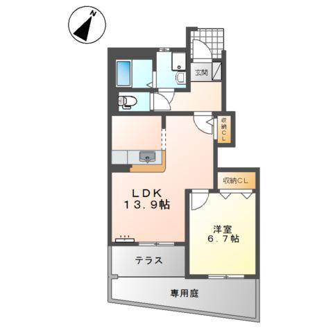 ウィステリア(1LDK/1階)の間取り写真