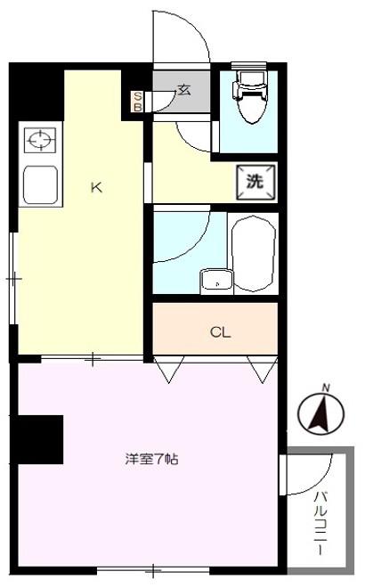 クレスト本郷(1DK/2階)の間取り写真