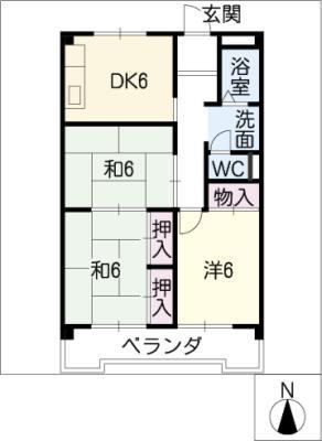 コーポ憩(3DK/3階)の間取り写真