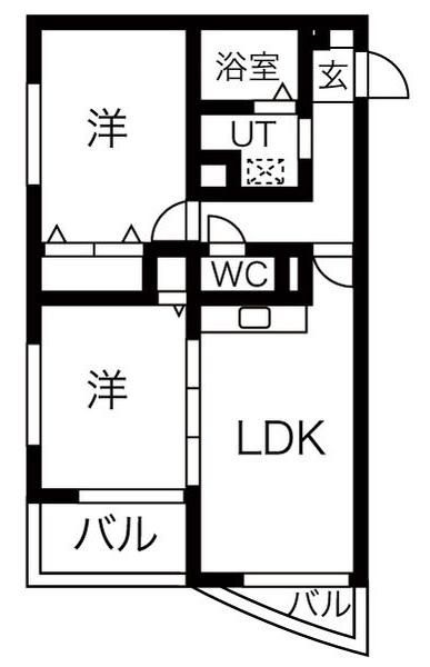 ラークヒルズマンション(2LDK/2階)の間取り写真