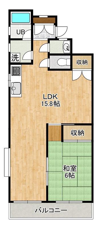 シルバーグレース藤川(1LDK/6階)の間取り写真