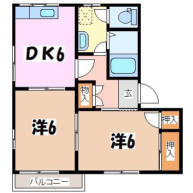 Fあづみの(2DK/2階)の間取り写真