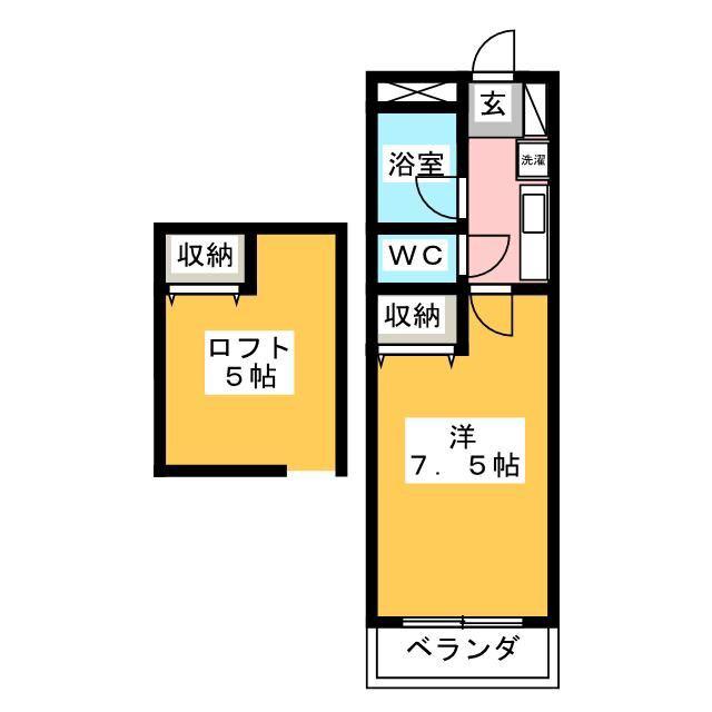 クレセントハイツサウス・PARTIII (1K/2階)の間取り写真