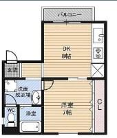 グランツ鴫野東(1DK/3階)の間取り写真