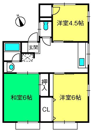 シティハイムコーポタナカ(3K/2階)の間取り写真